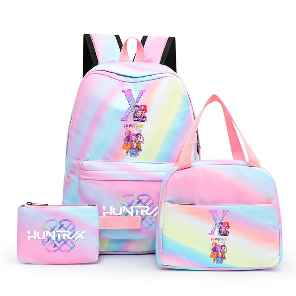 3Pcs/set Anime Cartoon A-Z Letter Printed Backpack with Shoulder Bag Pengcil Case for Teenager Girl Boy Back To School Bookbag
