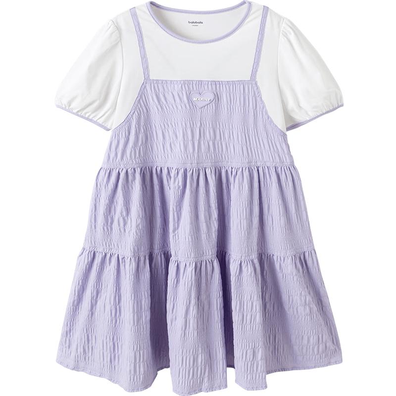 Balabala Girls' Lightweight Faux Two-Piece Summer Dress