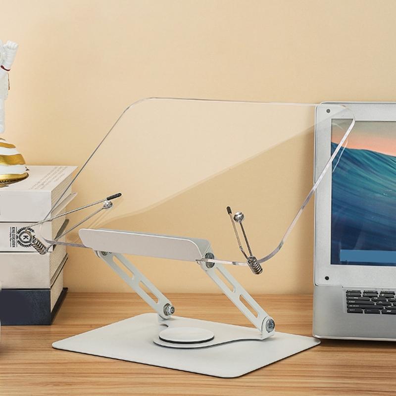 Ergonomický nastavitelný stojan na knihy s pružinovým klipem pro čtení, vaření, kancelář, otočná základna o 360°, skládací, přenosný design