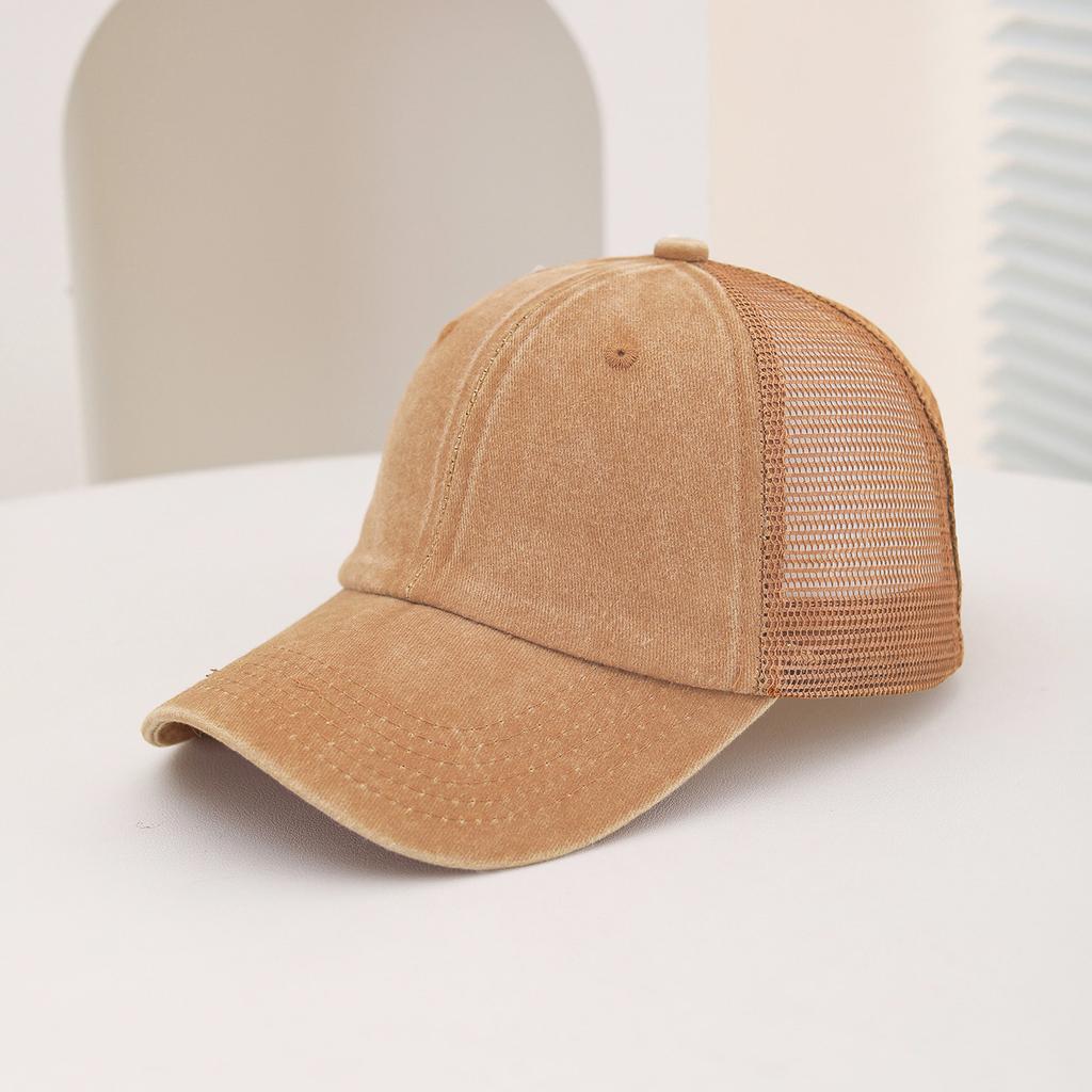 Casual Water-washed Mesh Baseball Cap, Adjustable Curved Brim Baseball Cap, Summer Sweat-absorbing and Breathable Sun Hat