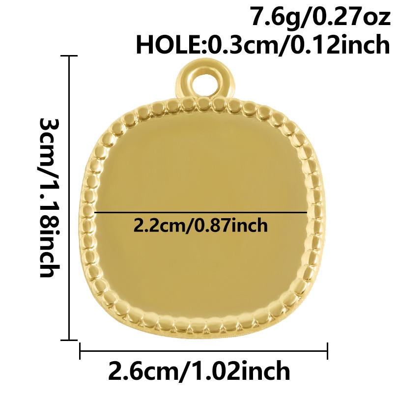 6Pcs Blank Settings Cabochon Pendants Round Rectangle Square Charm Stainless Steel Charms For Jewelry Making Bulk Diy Necklaces