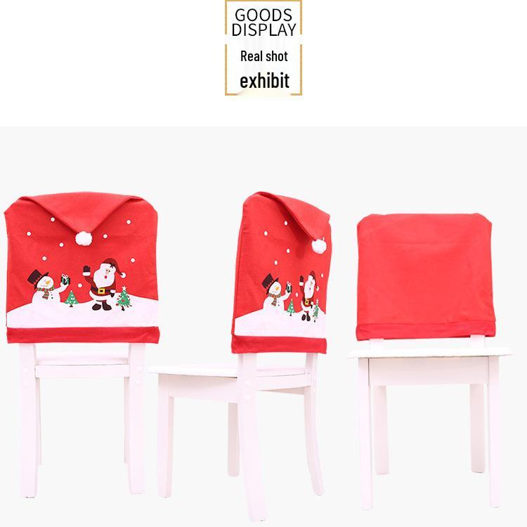 Festliches Essgeschirr-Set: Schneeflocken Stuhlhussen, Tischdecke, Weihnachtsmann, Schneemann & Rentier Ornamente