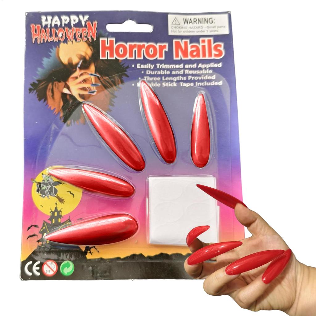 Halloween Press On Nails Full Cover False Nails Long 10 Pieces Gothic Fingernail Decoration for Masquerade Stage Performance