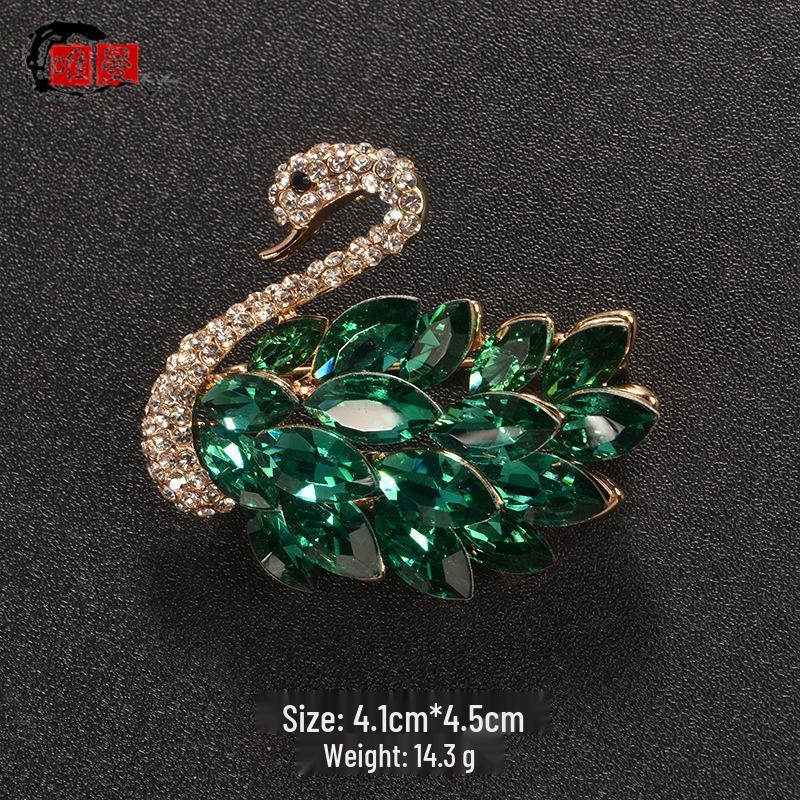 Broșă Crizal Swan Coreeană: Corsaj de bijuterii de lux pentru pulovere și costume, accesoriu atmosferic și elegant pentru femei.