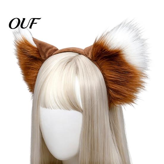 Wolf Ears for Costume Fluffy Fox Headband Party, 3D Plush Ear Party Dress Up Accessories Hair Accessories, Decorative Hairband Women Girls Cosplay
