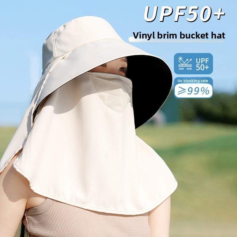 Sun Protection Cap With Neck Cover For Women Autumn Sun Shield Adjustable Wide Brim Fishing Hat