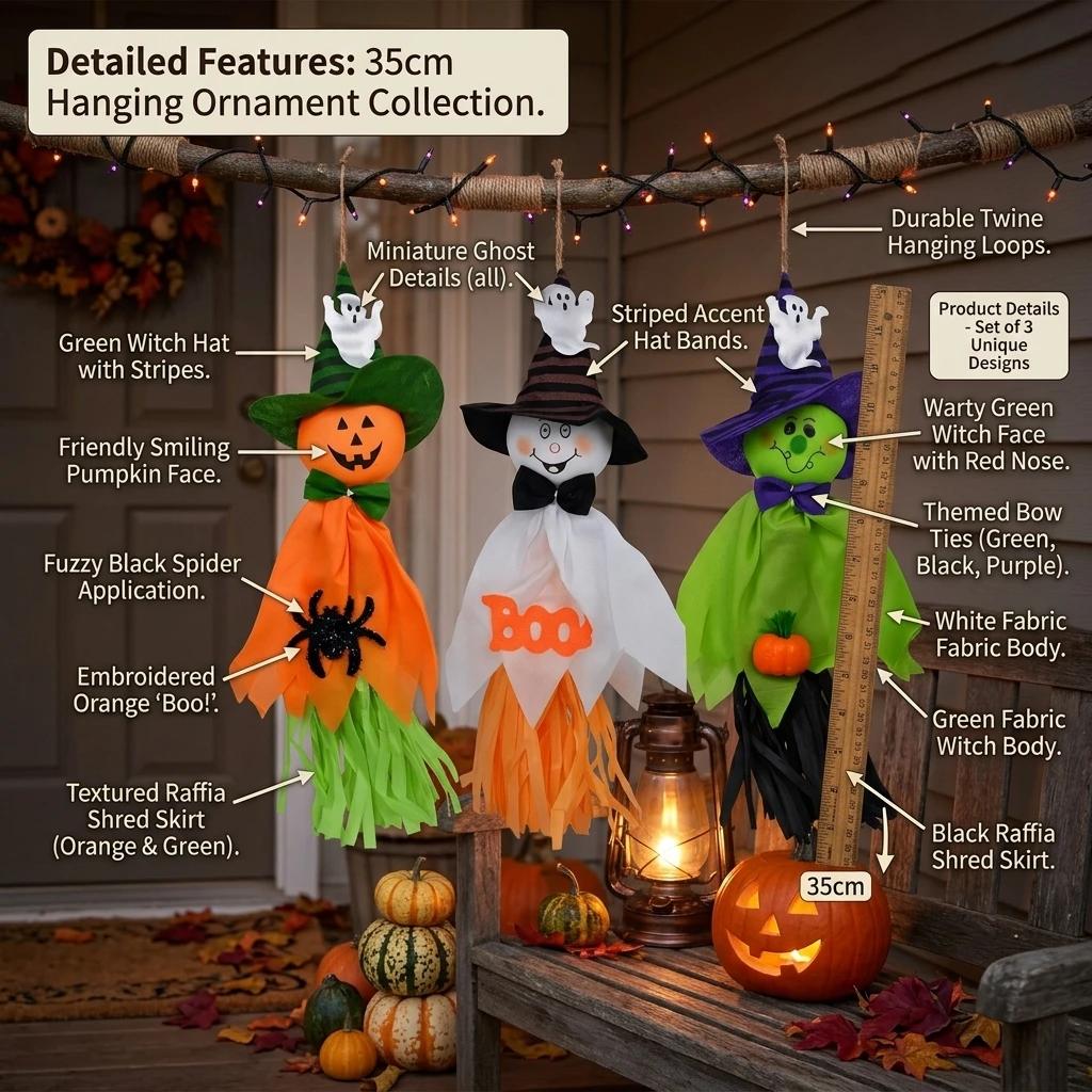 Halloween Hanging Ghost Pumpkin Windsock Outdoor Garden Lawn Party Decoration Scary Hanging Pendant Holiday Decor