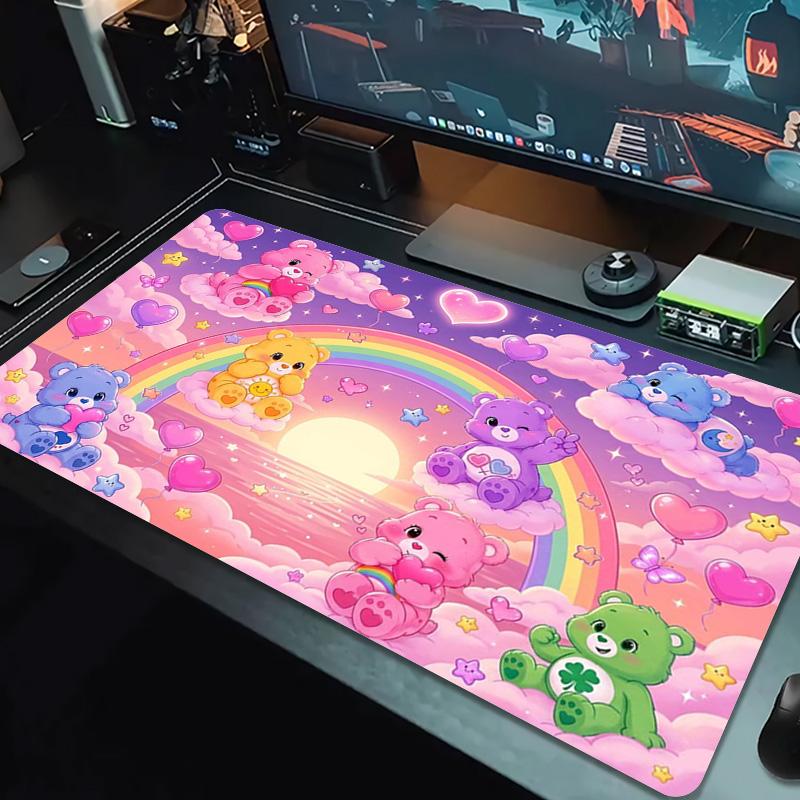 Cartoon Care Bear Color Mouse Pad Large Gaming Table Cushion Non-slip Laptop Tablet Big Mousepad XXL Mat Mini PC Playmat With Lock Edge