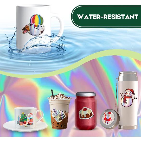 30 Sheets Premium Holographic Printable Vinyl Sticker Paper for Inkjet Printer, 8.5x11" Holographic Printer Paper Waterproof, Dries Quickly, Vivid