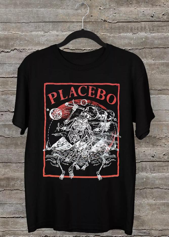 Placebo Astro Skeletons Tee Shirt Short Sleeve Black All Size S