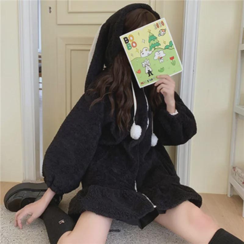 Damski sweter kardigan z wełny jagnięcej i pluszu królika na jesień i zimę