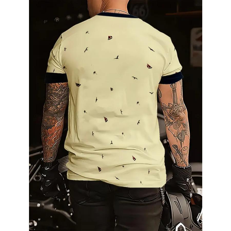 Men's 3D Digital Print Casual T-Shirt - Lightweight Breathable Round Neck Short Sleeve Tee with Black & White Abstract Design for Summer