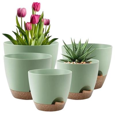 5pcs Self Watering Pots For Indoor Plants With Drainage Hole Trays And Water Storage Tanks Self-absorbing Flower Pot For Plants