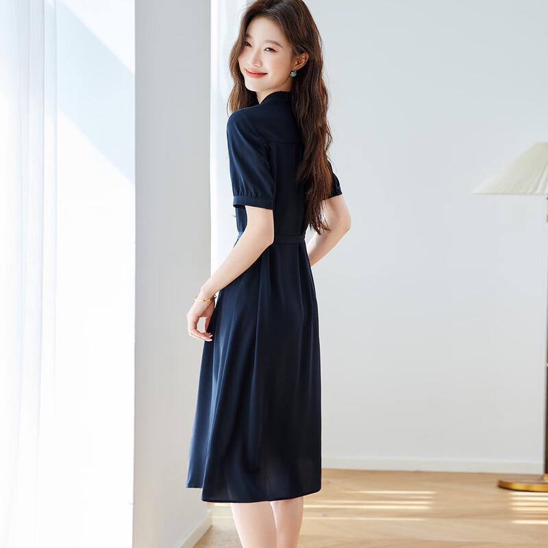 Srcr 16 Momme Silk Double Georgette Short-Sleeve Dress