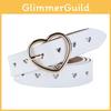 Womens Leather Belt With Silver Buckle And Heart Decor For Work And Casual Looks