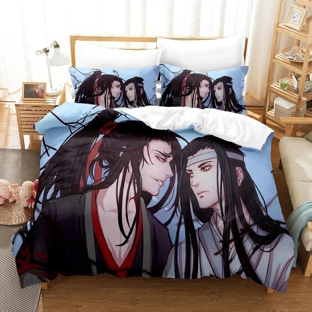 3D Print Mo Dao Zu Shi Wei Ying and Lan Zhan Bedding Set Anime Three-piece Set Adult Kid Bedroom Duvetcover Sets