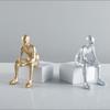 Creative Resin Figurine Sculpture Gold and Silver Human Craft Thinker Ornament for Living Room or Office Desk Home Decoration