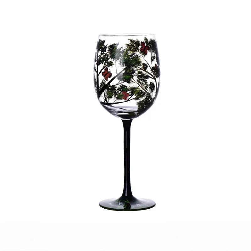 Calice Dipinto in Vetro di Cristallo Calice Creativo Dipinto a Mano Quattro Stagioni Calici da Vino Bicchieri da Bevuta Calice da Cocktail