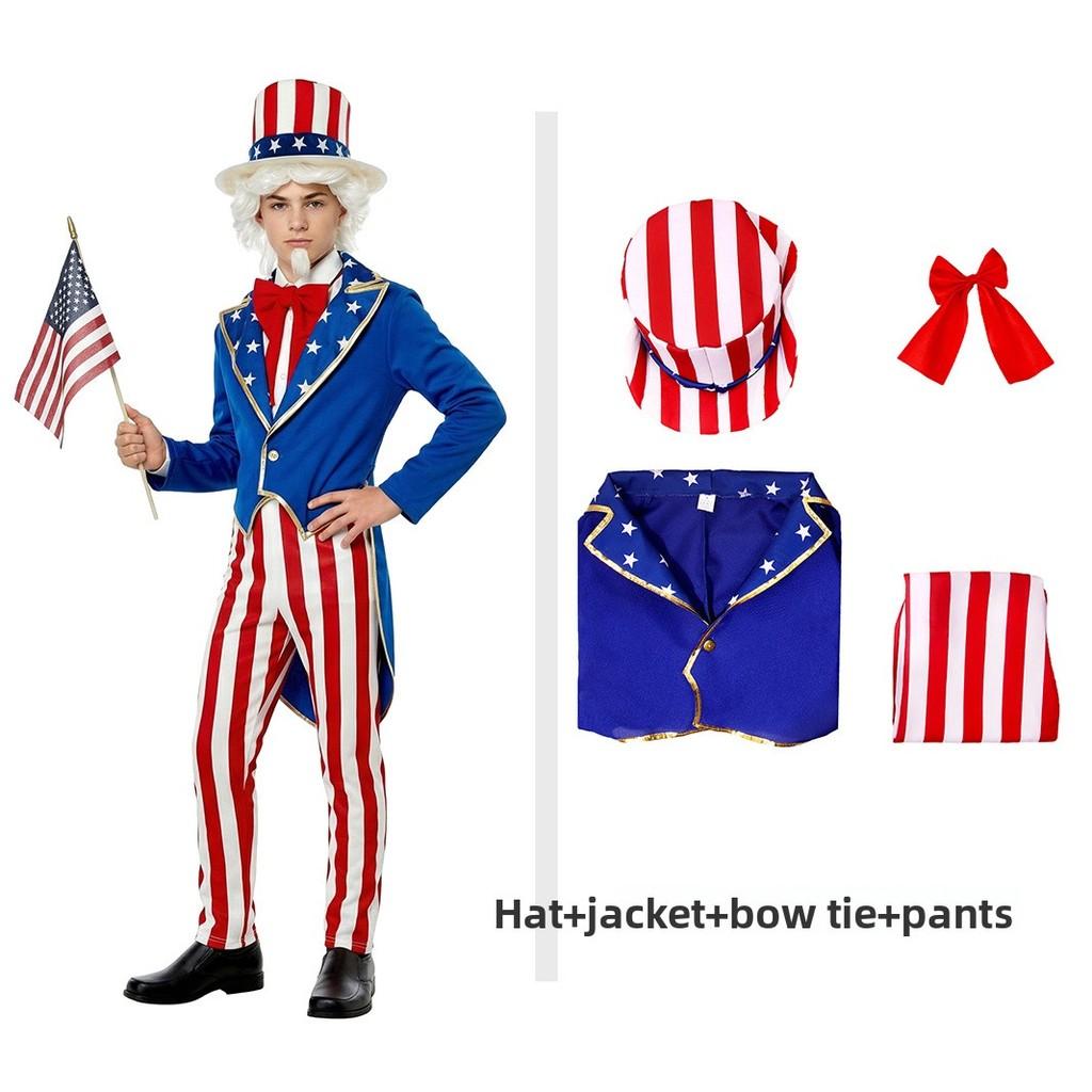 Us Colonial Child Dress With Polyester Fabric For Stage Performance And Costume Events