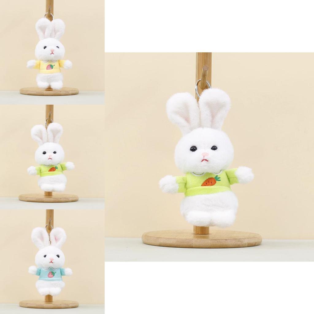Cute Rabbit Plush Toy With Short Pile Fabric For Bag Decoration And Collection