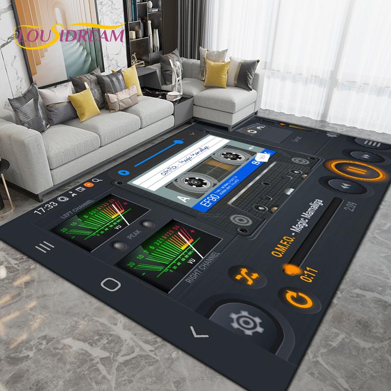 Teppich mit DJ-Musik-Screen-Muster, Teppich für Wohnzimmer, Schlafzimmer, Sofa, Küche, Badezimmer, Flur, Läufer, rutschfeste Bodenmatte