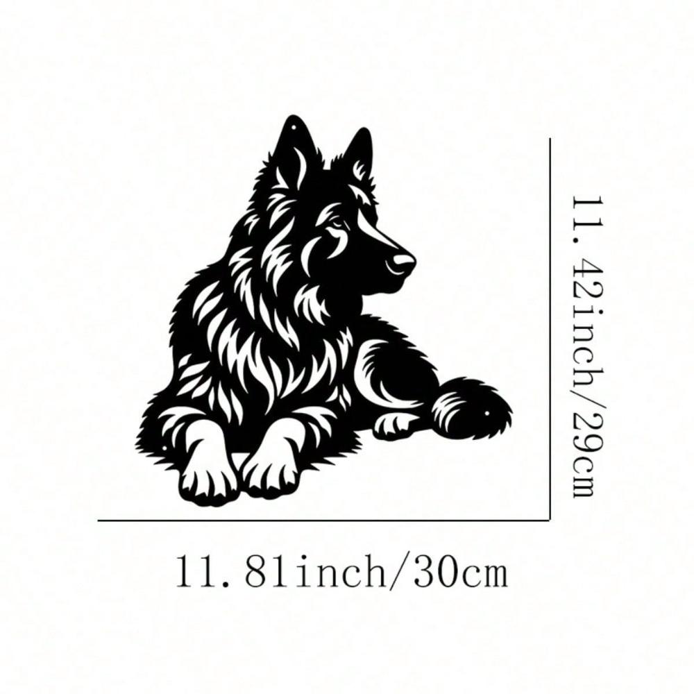 Wrought Iron German Shepherd Sculpture Outdoor Garden Decor Indoor Wall Art