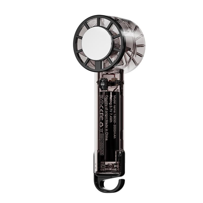 Portable High-Power USB Rechargeable Transparent Handheld Fan with Ice Pack Cooling 54x51.5x142mm