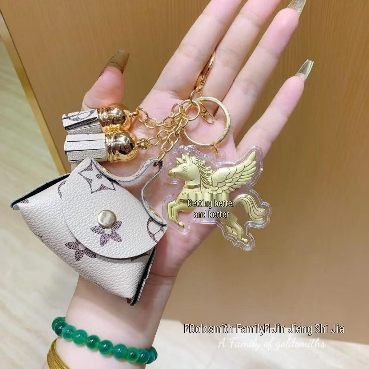 

Золотий Брелок для Телефона та Ключів Shuibei: Підвіска з чистого золота 999 проби для гаманця або сумки