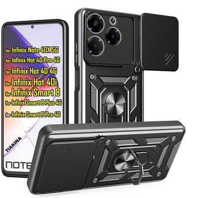 Etui Slide Lens dla Infinix Note 40X 5G Etui dla Infinix Smart 8 Plus Hot 40i 40 Pro 4G Etui Pancerne Pokrowiec ze Stojakiem Magnetycznym