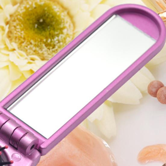 Mini przenośne składane lusterko do włosów grzebień szczotka do poduszki powietrznej prostokąt masaż podróżny