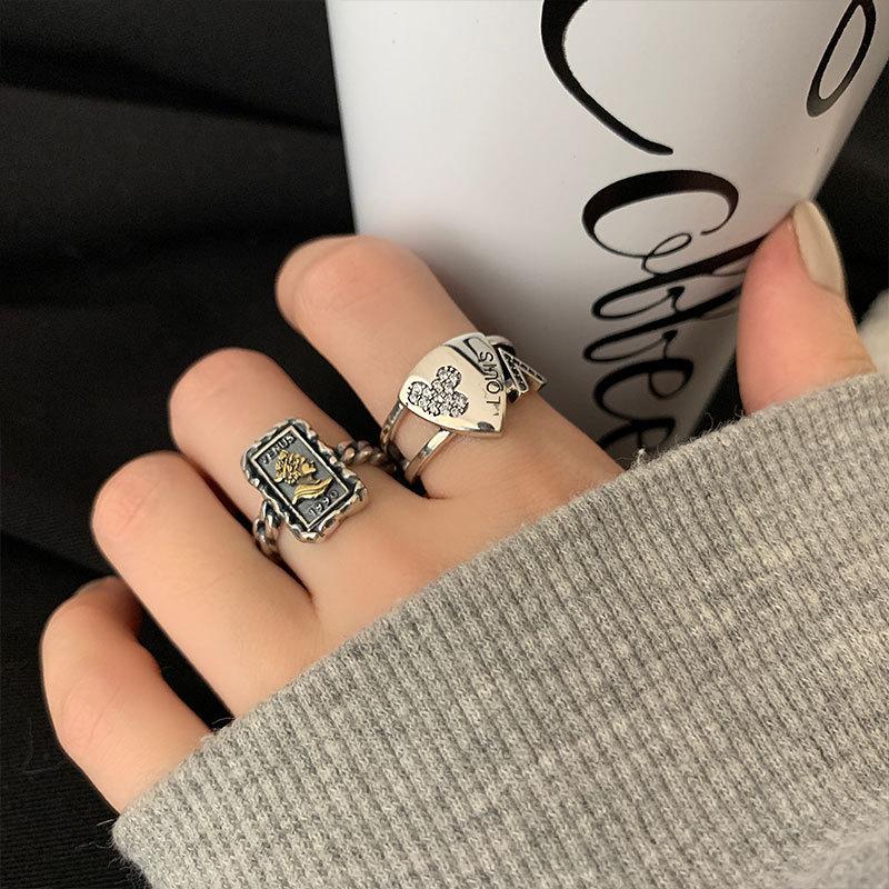 Unique Retro Geometric Style Open Adjustable Ring Crafted From 925 Silver Sterling