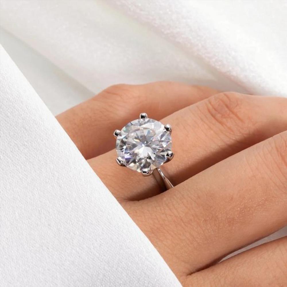 0.5-10ct Round Cut Moissanite Wedding Ring Gra Certified Classic 6 Claw  Copper18k Gold Plated Engagement Bands Fine Jewelry