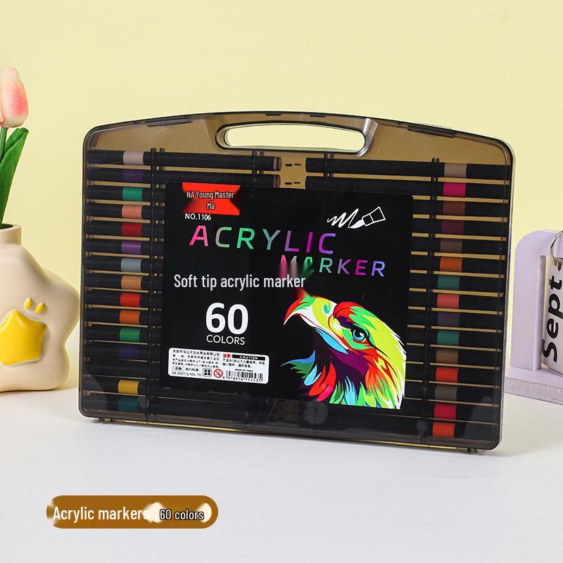 Quick-Dry Black Acrylic Marker: No-Bleed, Layerable, Soft Tip for Kids' Graffiti Art