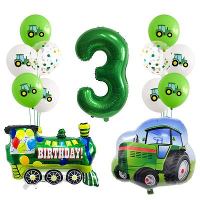 Ensemble de Ballons en Film d'Aluminium Train Tracteur, Fournitures de Décoration pour Fête du Premier Anniversaire d'Enfant