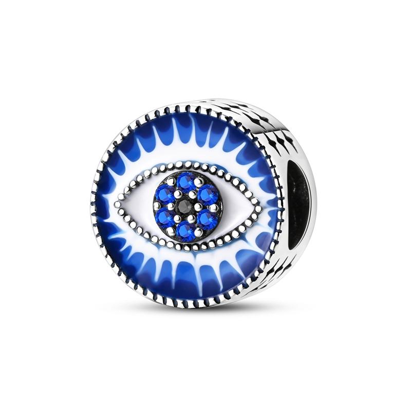 Blue Copper Charms Beads Rotating Demon Eye Palm Moon Starry Sky Charms Fit Original Pendant Bracelet Women Jewelry