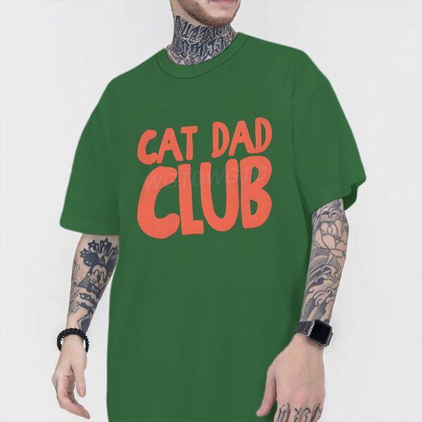 Cotton Mens Clothing Cat Dad Club Print T Shirt High Quality Cotton Male Short Sleeve Streetwear Fun Animal Kitten Tshirts