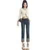 Autumn new elastic pipe pants sweet cool style women's baguette pants small straight pants two colors blue nine-point pants