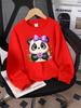 European sizes Girls' Round Neck Sweatshirt, Casual Printed Pullover, Adorable Animal Prints, Autumn And Winter Warm Fashion Top.