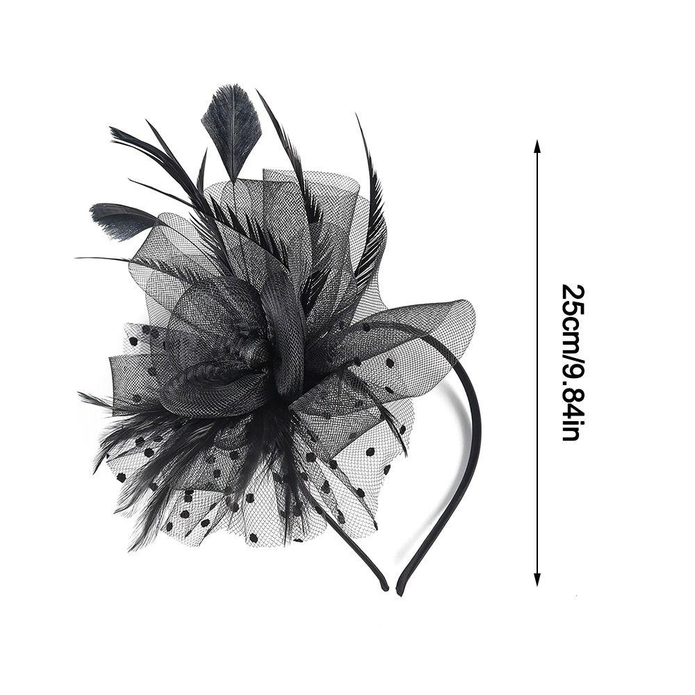 Vintage Flower Mesh Fascinators Hat with Hair Clip Feathers Derby Hat 1920s Clip Headwear Women