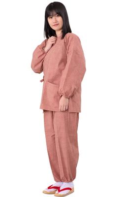 Aiai Samue für Damen, Weich im Griff, 100% Baumwolle, Hergestellt in Japan, 13 Muster (Kariert (rot))