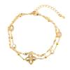Titanium steel bracelet that does not fade, light luxury four-leaf clover with diamonds, stainless steel bracelet for women, high-end double-layer