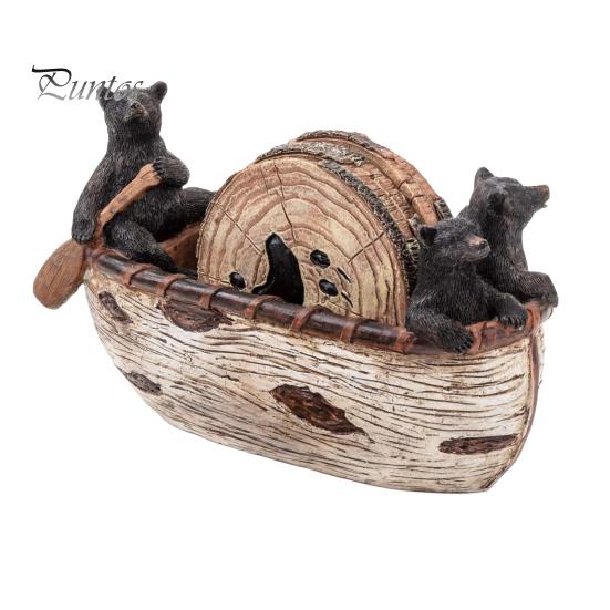 

1 комплект подставок с подставкой для каноэ Black Bear, держатель для сковороды из смолы ручной работы, термостойкая подставка под стакан, коврик для украшения дома в фермерском стиле чёрный