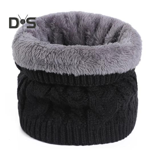 

Женский мужской термошарф однотонный с фактурой кручения, утолщенная плюшевая подкладка, теплый шарф для шеи, ветрозащитный шарф для защиты от холода чёрный