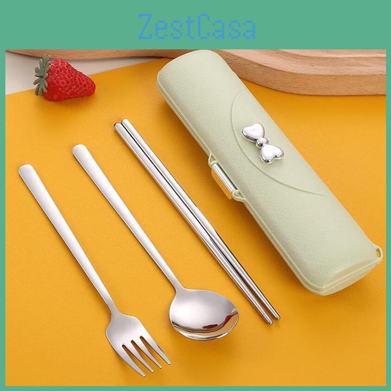 23pcs Portable Steel Cutlery Stainless Student Outdoor Goodlooking Korean Spoon Fork And Chopsticks Storage Box Gift Set