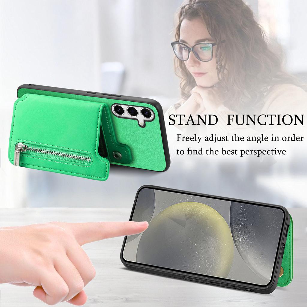 For Samsung Galaxy S25 Case Magnetic Detachable Zipper Card Holder Leather Phone Back Cover