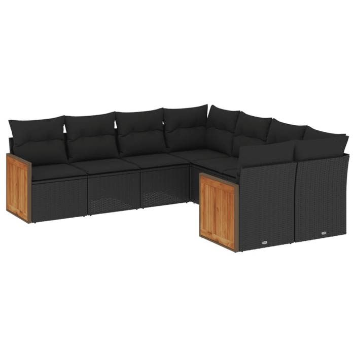 VidaXL Garden Lounge Set with Cushions 8 Pcs, Patio Sofas, Patio Furniture Set, Outdoor Furniture, Black 3228232