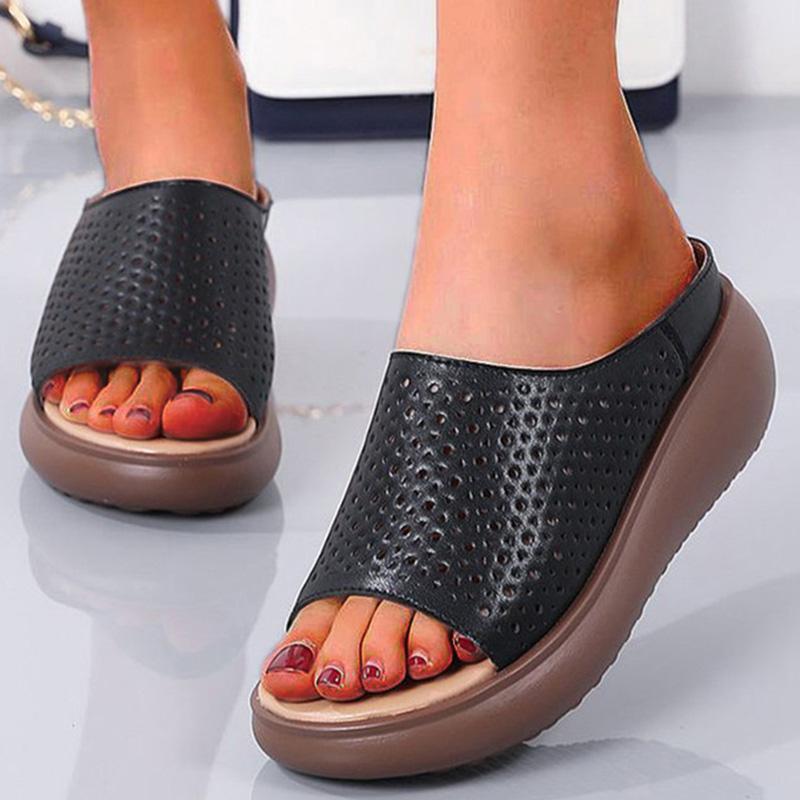 Dámské sandály s měkkým podpatkem na klínku, letní boty, pantofle, platforma, Zapatos Mujeres, elegantní sandály na podpatku