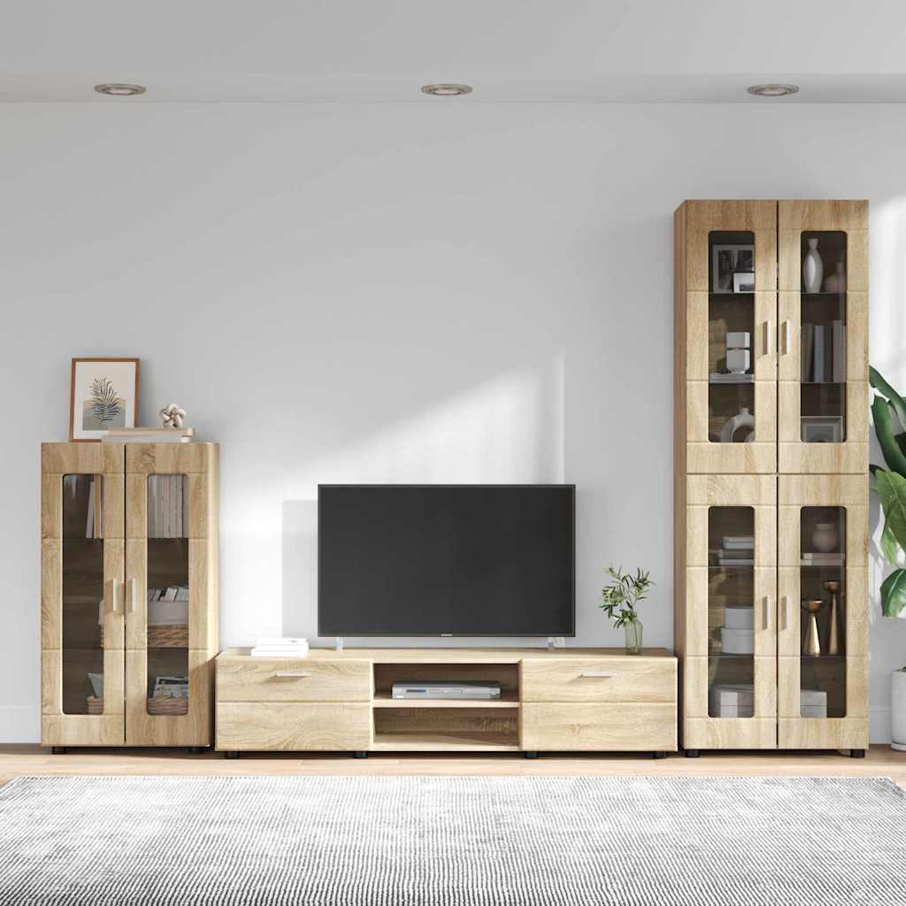 TV Cabinet Set with Shelf FLORIN 3 pcs Sonoma Oak Particleboard