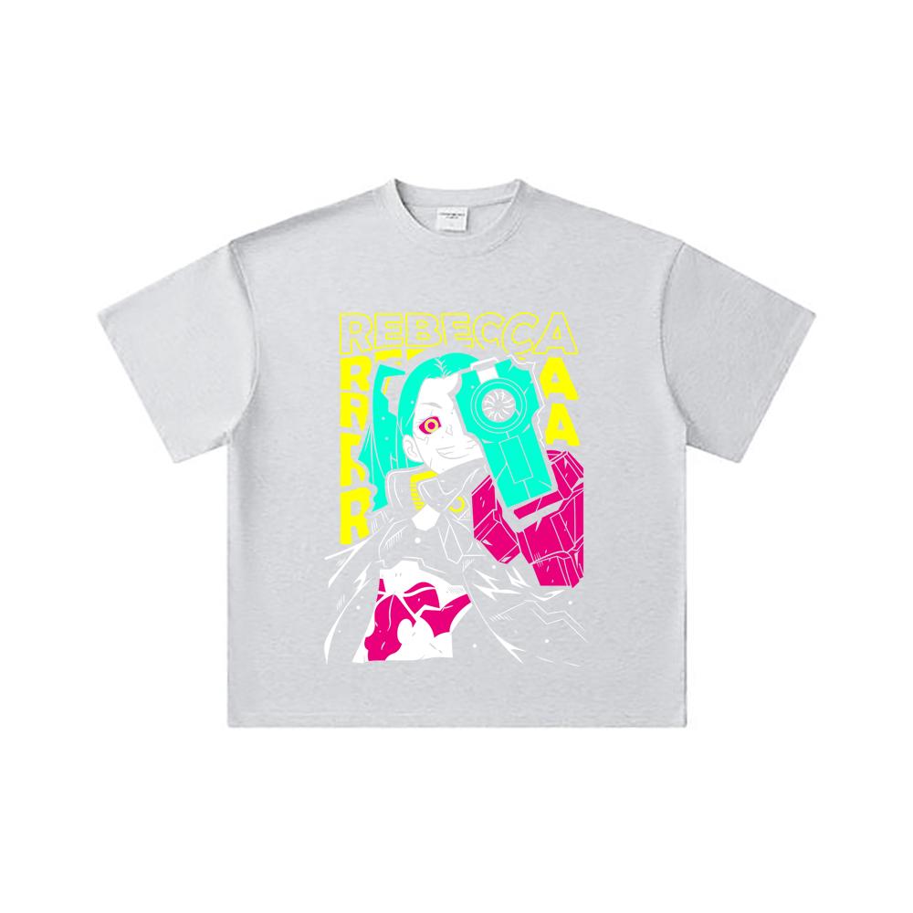 260 GSM Double Yarn 32 Count 100% Cotton Cyberpunk Edgerunners V5 Rebecca Print Unisex Heavy Cotton T Shirt