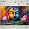 Oil Painting Style Colorful Buddha Head Tapestry Zen Lotus Background Cloth Living Room Background Wall Room Decoration